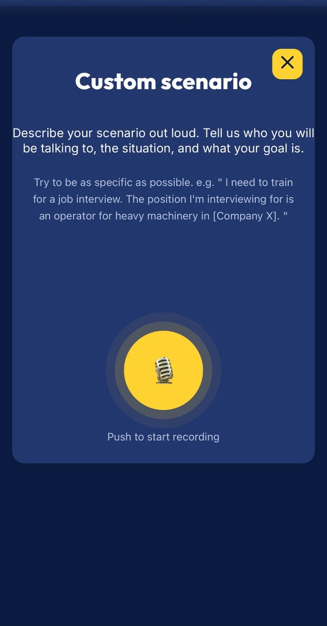 Creating a custom scenario by describing it out loud